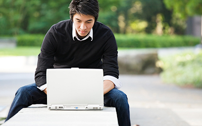 College Student on Computer