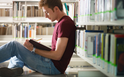 Student Studying in the Library