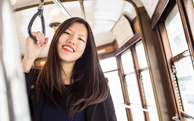 Woman Commuting To Class