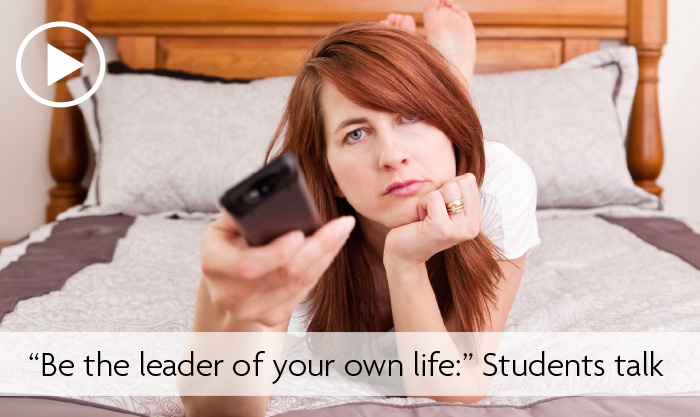 Student looking at their phone