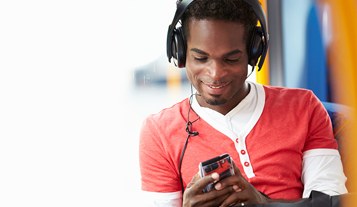 Student listening to music