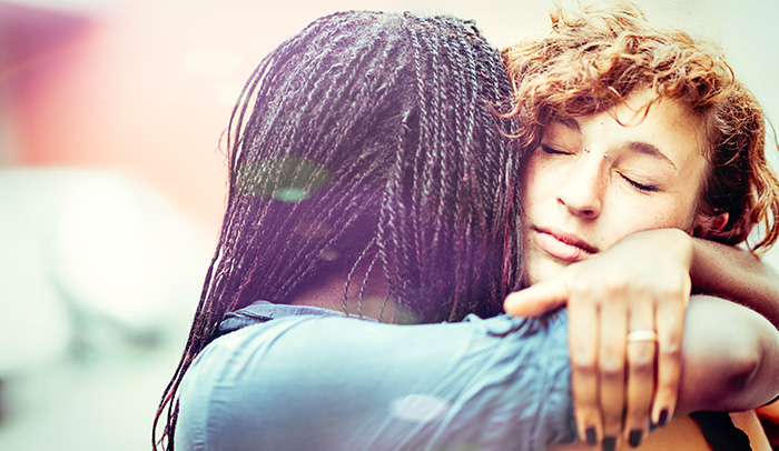 Friends hugging