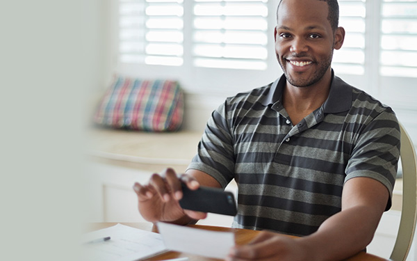 Student paying bills