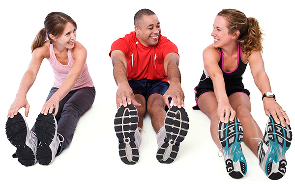 Group of students stretching